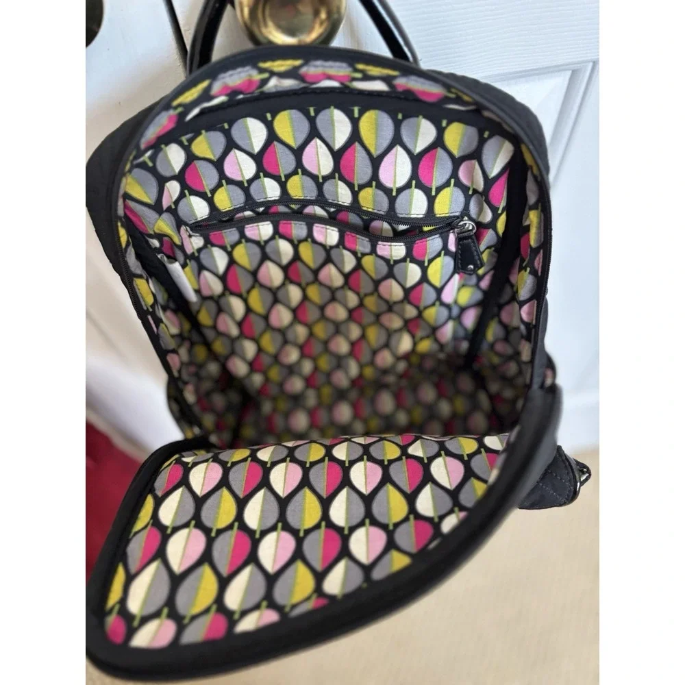 Vera Bradley Classic Black Microfiber Medium Backpack. RARE- Excellent Condition